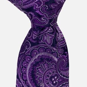 NWT Ted Baker Necktie Tie Paisley Purple Silk London Skinny Width 2 1/2”